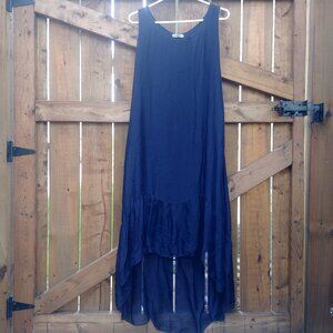 Elena Baldi Made in Italy silk blend navy blue midi maxi dress size Large